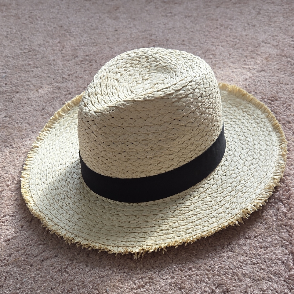 Stylish Straw Beach Hat with Black Band
